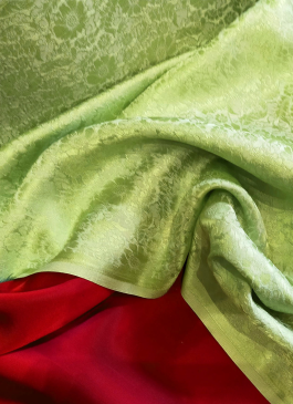 VẢI SATIN TƠ TẰM cúc xanh cốm