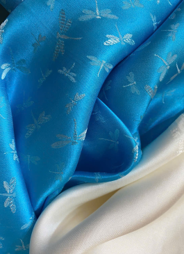 VẢI SATIN TƠ TẰM chuồn chuồn xanh