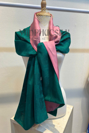 Khăn lụa vân Cô phối màu Hoạ tiết Song Thọ