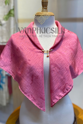 Khăn vuông lụa vân Hoa sen hồng