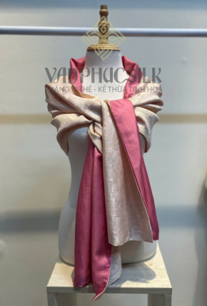 Khăn lụa vân Cổ phối màu Hoạ tiết Hoa Ly