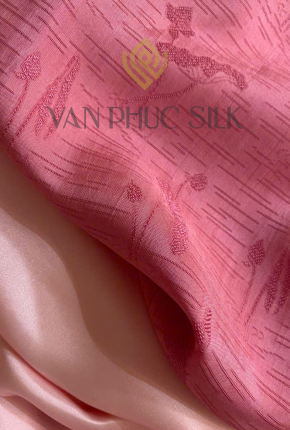 Vải Tơ Tằm Hoa sen hồng phấn