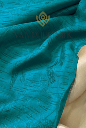 Vải Tơ Tằm Hoa sen màu xanh cổ vịt