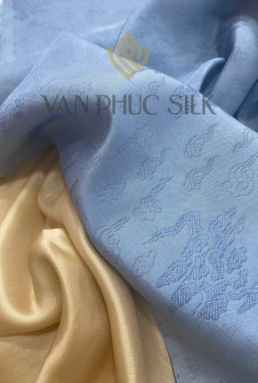 Vải Tơ Tằm Vân Mây xanh nhạt