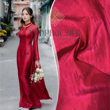 Vải Tơ Tằm Vân Mây đỏ đô