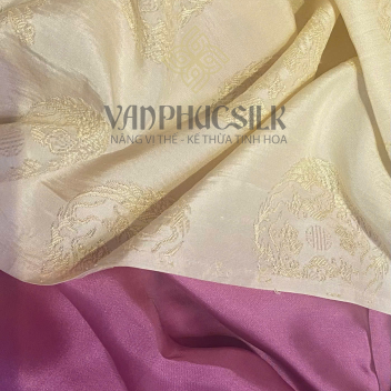 Vải Tơ Tằm Rồng Phượng maug Beige