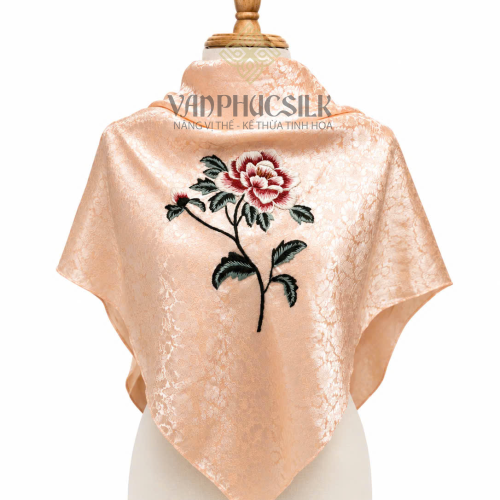 Khăn vuông satin thêu Mộc Trà