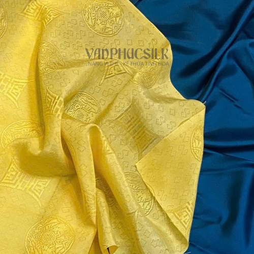 Vải Tơ Tằm Chiện Thọ Vàng Pastel