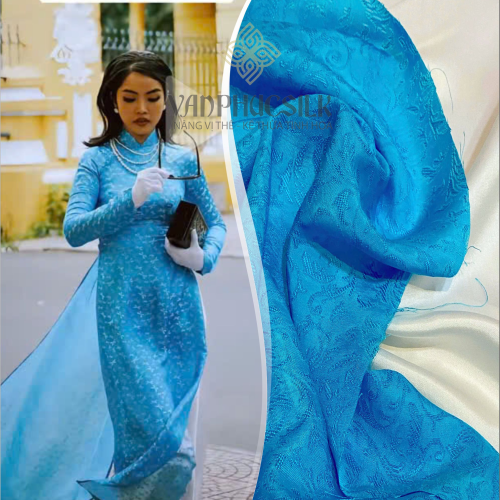  Vải Tơ Tằm Cổ Điển Xanh Thiên Thanh
