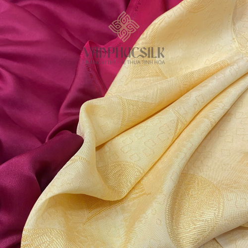 Vải Tơ Tằm Chiện Thọ Vàng Pastel