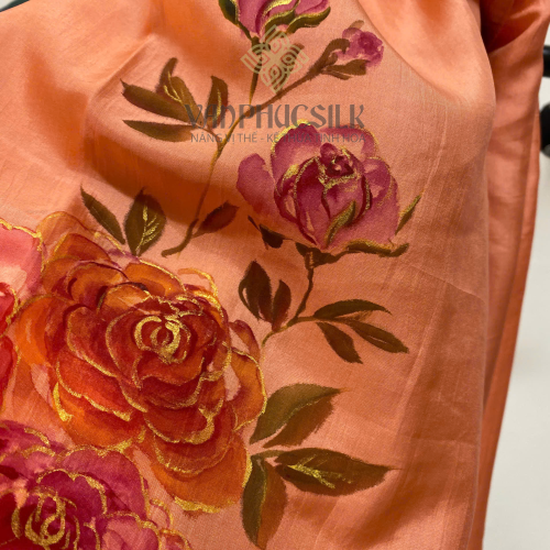 Khăn lụa vẽ nghệ thuật Hoa Hồng