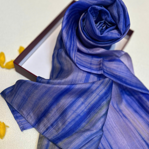 Khăn Lụa Tơ Tằm Ombre Xanh Navy