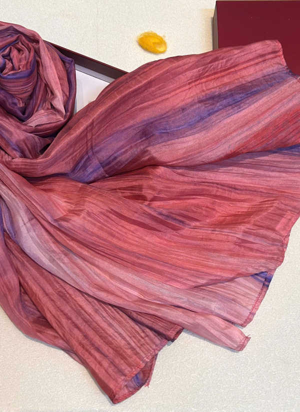 Khăn Lụa Tơ Tằm Ombre Đỏ Tím