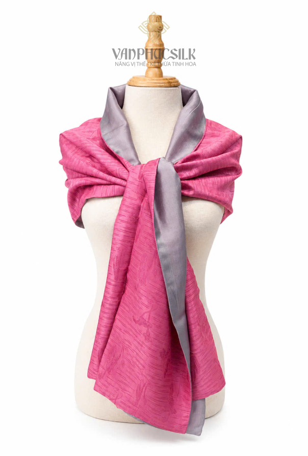 Khăn Choàng Lụa Vân cổ Liên Hoa